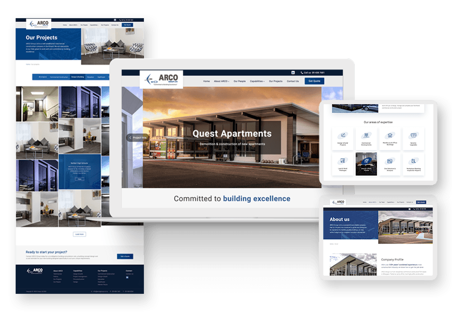 Caveliterra created the website for construction company ARCO to present their services